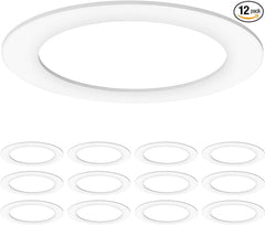 Sunco 12 Pack Goof Rings for Recessed Light Fixture Living Room Can Light Goof Trim Ring, Outer Diameter 8.6-inch, Inner Diameter 6.2-inch, Matte Finish, Flush Mount, 5-6 Inch, White