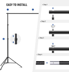 Neewer Photo Studio Backdrop Support System, 10ft/3m Wide 6.6ft/2m High Adjustable Background Stand with 4 Crossbars, 6 Backdrop Clamps, 2 Sandbags, and Carrying Bag for Portrait & Studio Photography