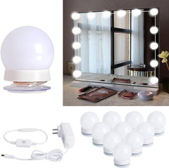 Hollywood Style Led Vanity Mirror Lights Kit - Vanity Lights Have 10 Dimmable Light Bulbs for Makeup Dressing Table and Power Supply Plug in Lighting Fixture Strip, White (No Mirror Included)