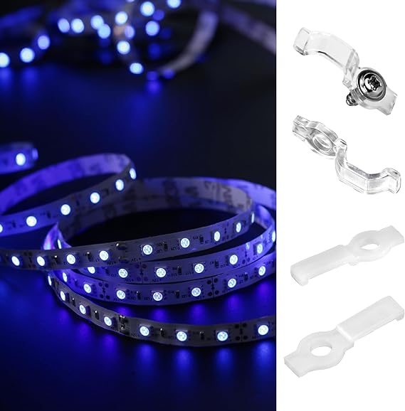 200 Pcs Strip Light Mounting Brackets with 200 Pcs Screws LED Strip Light Fixing Clips Strip Light Holder One Side Light Mounting Clips for 10mm Wide Waterproof Strip Light