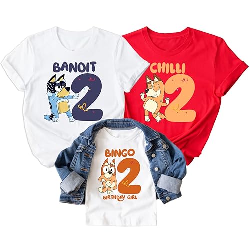 Personalized Family Birthday Shirt, Friends Matching Shirt, Custom Name Birthday T-Shirt for Kids Toddler, Cartoon Characters Shirts