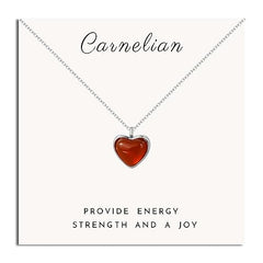 SmileBelle Red Heart Necklace Carnelian necklace for women, red stone heart pendant necklace for girls, silver heart jewelry as cute lover necklace for teen, red crystal necklaces as Anniversary Gifts