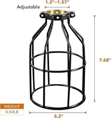 Simple Deluxe 1-Pack Adjustable Industrial Clamp on Metal Bulb Guard Cage for Pendant, Farmhouse Light Fixture, Vintage Lamp Shades and Hanging Lamp, Black