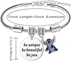 Mebvdebe Stitch Gift Inspirational Bracelet Stitch Charm Bracelet ohana Bracelets Gifts for Niece Nephew Stitch Birthday Gifts Stitch Gifts for Girls Boys Stitch Jewellery