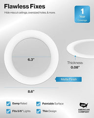 Sunco 12 Pack Goof Rings for Recessed Light Fixture Living Room Can Light Goof Trim Ring, Outer Diameter 8.6-inch, Inner Diameter 6.2-inch, Matte Finish, Flush Mount, 5-6 Inch, White