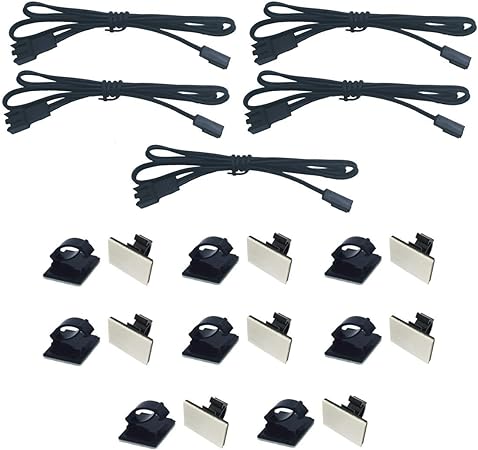 Litever 20 Inches Extension Cable 22 awg, Male to Female, ONLY for Litever Under Cabinet Lighting Kit LL-013 Series. 16 Cable Tiers Included (5-Pack-20 Inches)