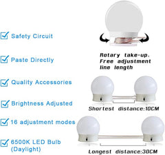 SICCOO Makeup Vanity Lights for Mirror, Hollywood Style LED Vanity Mirror Lights with 14 dimmable Bulbs, USB Cable, White