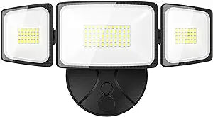 Onforu 60W Flood Lights Outdoor, 6000LM Super Bright Security Lights Switch Controlled, 3 Adjustable Heads, IP65 Waterproof, 6500K Wall Mount Exterior LED Flood Light