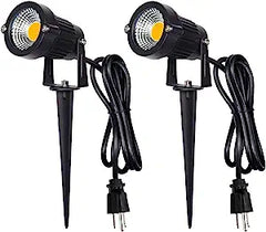 Z Outdoor Landscape LED Lighting 5W Waterproof Graden Lights COB Led Spotlights with Spiked Stand for Lawn Decorative Lamp US 3- Plug 3500K Warm White Lights (2 Packs)