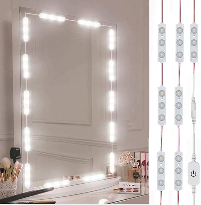 Led Vanity Mirror Lights, Hollywood Style Vanity Make Up Light, 10ft Ultra Bright White LED, Dimmable Touch Control Lights Strip, for Makeup Vanity Table & Bathroom Mirror, Mirror Not Included