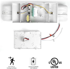 AKT LIGHTING Commercial Emergency Light, UL Certified, White Emergency Light Fixture with 2 LED Square Heads Adjustable & Backup Batteries Exit Lighting（6Pack）