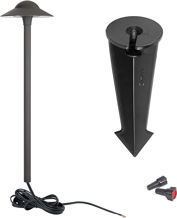 WAC Landscape Lighting, Canopy LED 12V Path and Area Light with 8.5in Round Cap 3000K Warm White Built-in LED in Bronze