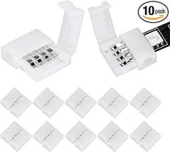 WENHSIN 10Packs 4-Pin RGB LED Light Strip Connectors 10mm Unwired Gapless Solderless Adapter Terminal Extension for SMD 5050 Multicolor Strip