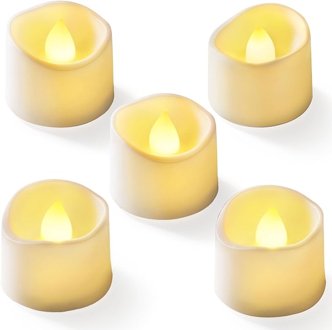 Homemory 12-Pack Flameless LED Tea Lights Candles Battery Operated, 200+Hour Fake Electric Candles TeaLights for Votive, Aniversary, Wedding Centerpiece Table Decor, Funeral, Halloween, Christmas