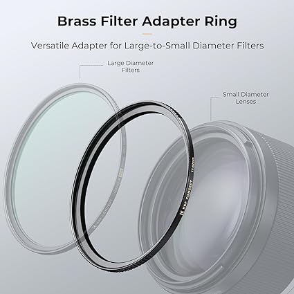 K&F Concept 62mm to 82mm Step-Up Lens Filter Adapter Ring CNC Machined Brass Filter Adapter Rings, for 62mm Lens Install 82mm Filter