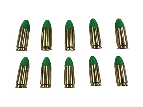 9mm Luger Snap caps - Dummy Training Rounds - Set of 10 (Green & Brass)