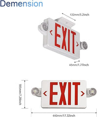 TANLUX Red Exit Sign with Emergency Lights, LED Emergency Exit Light with Battery Backup, UL Listed, AC 120/277V, Commercial Emergency Lights Combo for Business - 1 Pack