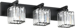 Aipsun Black Vanity Light Bathroom Lighting Fixtures 3 Light Crystal Modern Bathroom Vanity Light (Exclude Bulb)