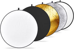 NEEWER 43 Inch/110 Centimeter Light Reflector Diffuser 5 in 1 Collapsible Multi Disc with Bag - Translucent, Silver, Gold, White, and Black for Studio Photography Lighting Outdoor