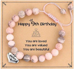 MIXJOY Happy Birthday Gifts for 5-25 Year Old Girls, Birthday Braided Beads Bracelet Gifts for Age 5 to 25 Daughter Granddaughter Niece