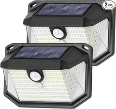 Solar Outdoor Wall Light, 2-Pack Super Bright 178 LEDs Motion Sensor Security Light with 270° Wide Angle & 3 Modes, Waterproof Solar Powered Wall Light for Patio Garden Garage Front Door