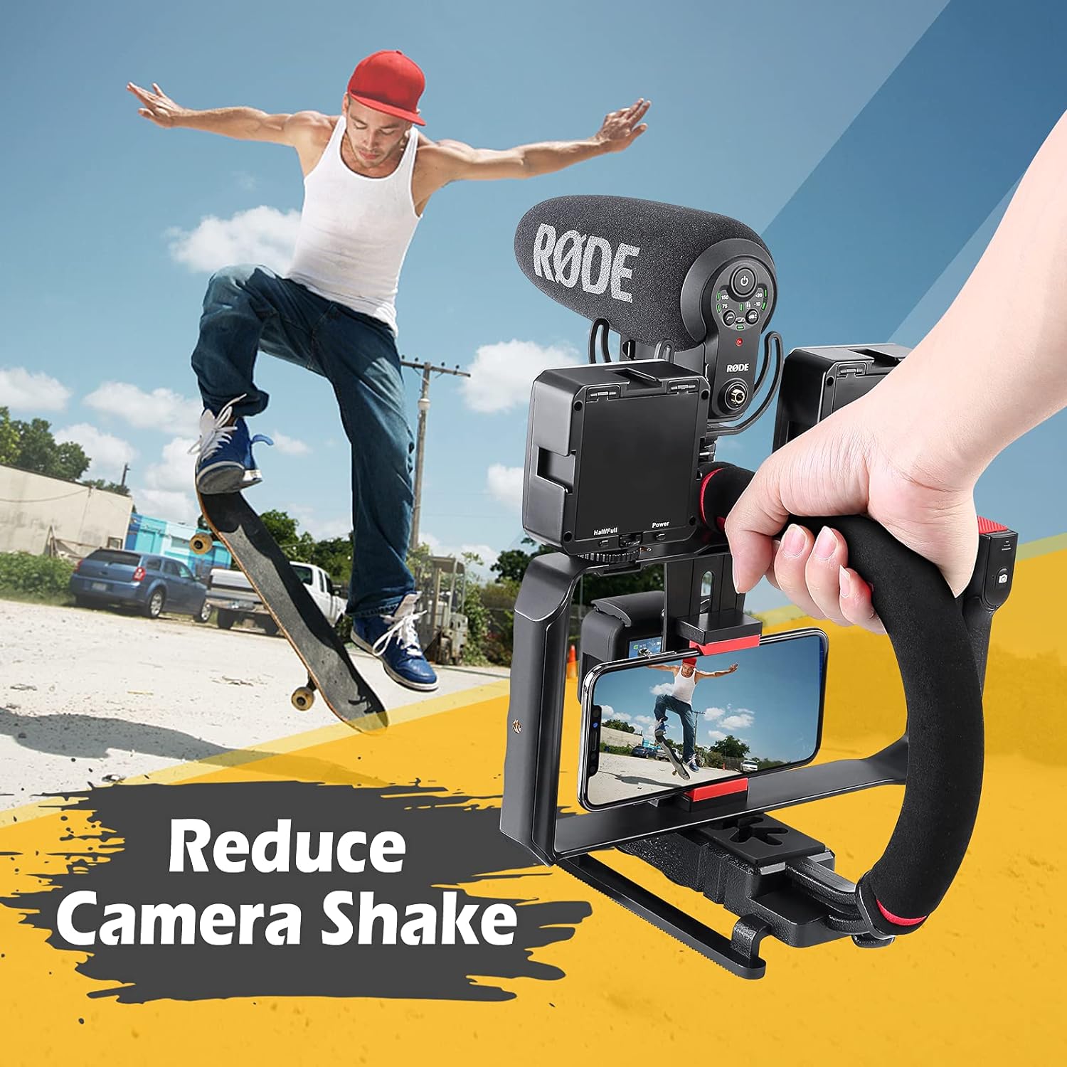 Zeadio Video Action Handheld Stabilizer with Smartphone Video Rig for All Camera Action Camera Camcorder and Smartphones