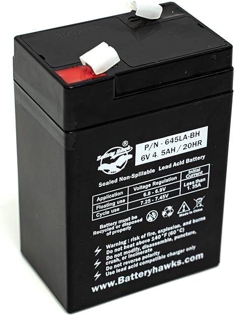 (2 Pack) 6V 4.5AH SLA Sealed Lead Acid Battery UB645 ELB-0604 Battery ELB0604 6V4.5AH for Exit Sign Emergency Light SLA0905 AH 4.0 AMP Hour 120255