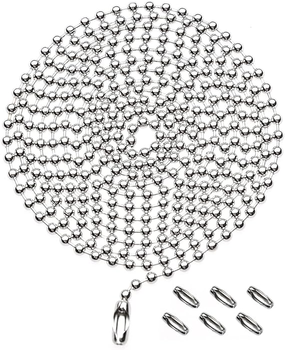 Pull Chain Extension for Ceiling Fans and Light Fixture, 59-inch Long with 6 Matching Connectors (Silver)