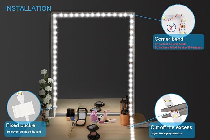 ViLSOM Led Vanity Mirror Lights Kit, 13ft/4M 240 LEDs Make-up Vanity Mirror Light for Vanity Makeup Table Set with Dimmer and Power Supply, Mirror not Included