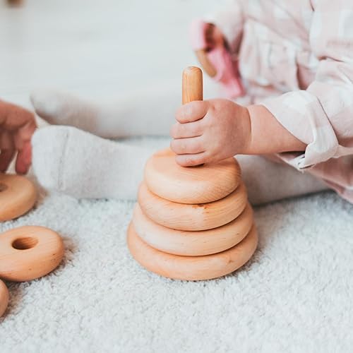 Ring Wooden Stacking Toy Montessori Wooden Pyramid Gifts for Toddlers