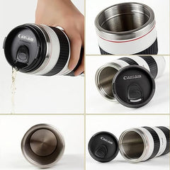 Sequpr Camera Lens Coffee Mug-14.8oz，Stainless Steel Camera Lens Cup，Camera Lens Mug for Photographers Men Women Birthday Gifts