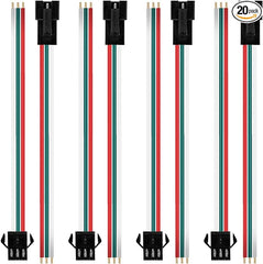 BTF-LIGHTING 20 Pairs JST SM 3 Pin Connectors for WS2812B WS2811 WS2812 WS2814 SK6812 FOCB CCT LED Strip Female Male 15cm 22awg Wire