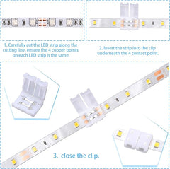 40 Pieces 2 Pin LED Strip Connectors Lights Connector T Shape L Shape Gapless Solderless Connectors LED Adapter Light Extension Connectors for 3528 2835 SMD RGB LED Strip Light (8 mm)