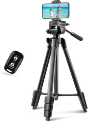 UBeesize 54'' Camera Tripod, Travel Tripod for iPhone with Bag, Phone Tripod Stand with Remote Compatible with Phone/Projector/DSLR/Gopro