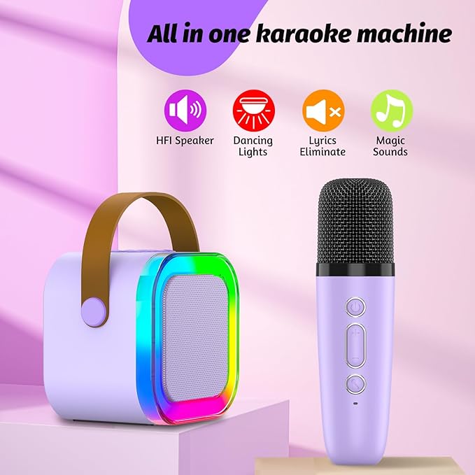 OUTUVAS Kids Karaoke Microphone Machine Toy, 4-12 Years Old Girls Christmas Birthday Gift for Girls, Karaoke Toys Gifts for Girls Ages 4, 5, 6, 7, 8, 9, 10, 12 +Year Old Birthday Party. (Purple)