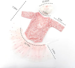 M&G House White/Pink Lace Newborn Photography Outfits Girl Newborn Photography Props Newborn Girl Pearl Lace Christmas Gift