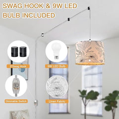 CINSARY Plug in Pendant Light, Hanging Light with Plug in Cord with Dimmable Switch, Hanging Lamp with 15 ft Clear Cord, Pendant Light Fixture for Bedroom Kitchen Island Living Room (Bulb Included)