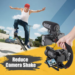 Zeadio Video Action Stabilizing Handle Grip Handheld Stabilizer with Hot-Shoe Mount for Canon Nikon Sony Panasonic Pentax Olympus DSLR Camera Camcorder