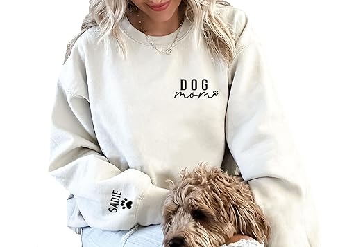 Up2ournecksinfabric Custom Dog Mom Sweatshirt - Women's Paw Sweatshirt - Mom Sweater - Customized Sweatshirt - Cute Dog Paw Pullover - Sweatshirt For Dog Mom - Christmas Sweatshirt - Christmas Gift