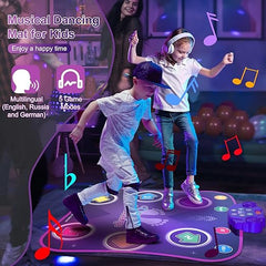 Flooyes Dance Mat Toys for 3-12 Year Old Kids, Electronic Dance Pad with Light-up 6-Button Wireless Bluetooth, Music Dance with 5 Game Modes, Christmas Toys Gifts for 3 4 5 6 7 8 9 10+ Year Old Girls