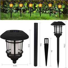 Dynaming 6 Pack Solar Flame Torch Lights Outdoor, Flickering Flame Garden Light, Solar Powered Auto On/Off Decorative Lights, Waterproof Landscape Lighting for Lawn Patio Yard Walkway Driveway