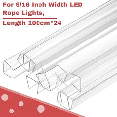 24 Pcs 39 3/8" x 9/16" x 9/16" Channel PVC Light Mounting Track Clear Led Neon Flex Mounting Holder Rope Light Track Decorative Plastic Channel Mount for LED Strip Light Wall Outdoor Patio 3.3ft Long