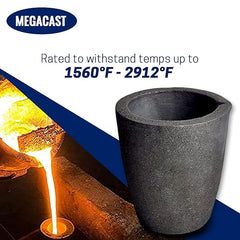 #3 6KG Metal Cap. MegaCast™, Foundry Clay Graphite Crucibles Black Cup Furnace Torch Melting Casting Refining Gold Silver Copper Brass Aluminum