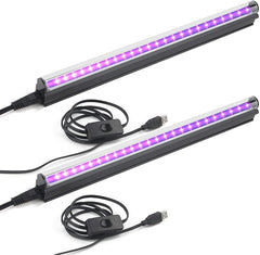 GREENIC Led Black Light Bar, 10W 1ft USB UV Blacklight Tube, Glow in The Dark Party Supplies for Halloween Decorations, Room, Body Paint, Poster, Urine Detection, 2 Pack