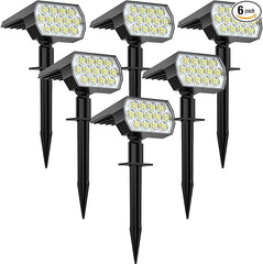 WELALO Solar Spot Lights Outdoor, [6 Pack/52 LED/3 Modes] 2-in-1 Solar Landscape Spotlights, Solar Powered Security Lights, IP65 Waterproof Wall Lights for Walkway Yard Garden Driveway(Cool White)
