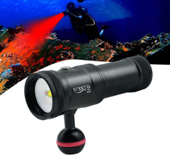 Dive Video Light 2000 Lumen Dive Photography Camera Light for gopro Dive LED Flashlight lamp, 100M/330FT Underwater Flood Light with White Beam red Beam Battery Rechargeable Torch NiteScuba V20