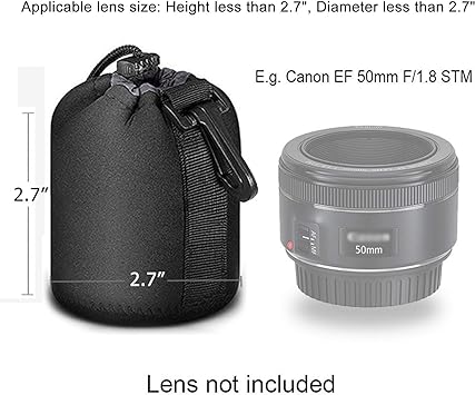 Selens Small Drawstring Lens Pouch Black Neoprene DSLR Camera Lens Bag Compatible with Sony Olympus Panasonic