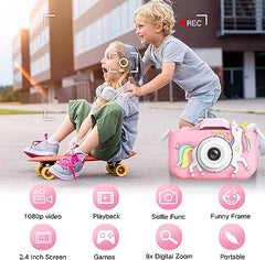 Goopow Kids Camera Toys for 3-8 Year Old Boys,Children Digital Video Camcorder Camera with Cartoon Soft Silicone Cover, Best Chritmas Birthday Festival Gift for Kids - 32G SD Card Included