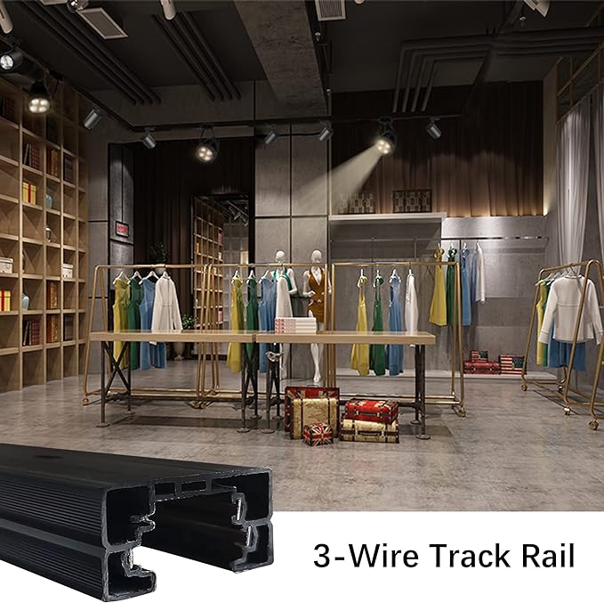 Bravsekai H Type Track Lighting Rails 2PCS 120V Single Circuit 3-Wire H Track Rail Black 6.5 feet (3.26*2 Feet) with Wall Anchors and Screws Made of Flame Retardant Special PVC also Strength Guarantee