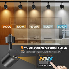 VANoopee 5-Color LED Track Lighting Heads H Type Track Light Heads Dimmable Bright Rail Ceiling Spotlight Fixtures Accent Art Task, 2000K-6000K, Flicker Free CRI90+ 24° 10W 800lm, Matte Black, 6 Pack